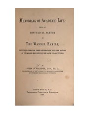 Cover of: Memorials of academic life by John Newton Waddel