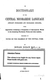 Cover of: A Dictionary of the Central Nicobarese Language (English-Nicobarese and ... by Edward Horace Man