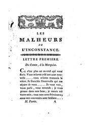 Cover of: Les malheurs de l'inconstance, ou lettres de la marquise de Syrcé, et du comte de Mirbelle