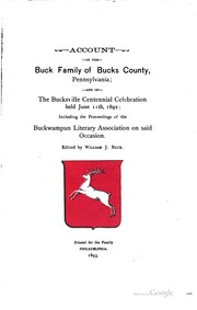 Cover of: Account of the Buck family of Bucks County