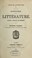 Cover of: Histoire de la littérature sacrée, grecque et romaine