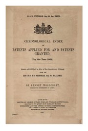 Cover of: Chronological index of patents applied for and patents granted [afterw.] of patentees and ... by Great Britain. Patent Office., Great Britain. Patent Office.