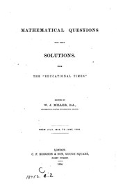 Cover of: Mathematical Questions with Their Solutions, from the "Educational Times"...