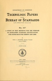 Cover of: A study of test methods for the purpose of developing standard specifications for paper bags for cement and lime