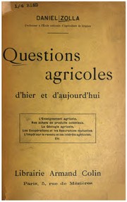 Questions agricoles d'hier et d'aujourd'hui by Daniel Zolla