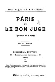 Cover of: Paris: ou, Le bon juge; opérette en 2 actes.