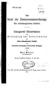Cover of: Der streit der zimmermannswerkzeuge.: Ein mitteleglisches gedicht.