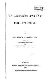 Cover of: On Letters Patent for Inventions
