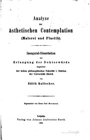 Cover of: Analyse der ästhetischen contemplation: (malerei und plastik)