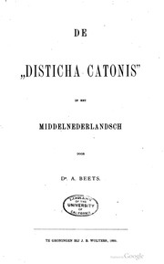 De "Disticha Catonis" in het Middelnederlandsch