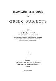 Cover of: Harvard lectures on Greek subjects