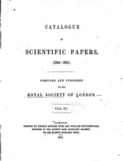 Cover of: Catalogue of Scientific Papers
