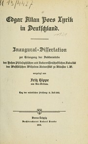 Cover of: Edgar Allan Poe's Lyrik in Deutschland by Fritz Hippe