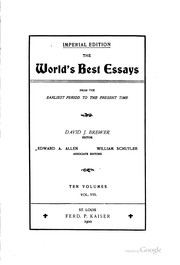 The world's best essays by David J. Brewer