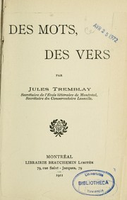 Cover of: Des mots, des vers by Jules Tremblay