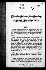 Cover of: Thoughts gathered from readings at Guelph, September, 1872