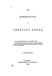 Cover of: The Prerogative of Creating Peers