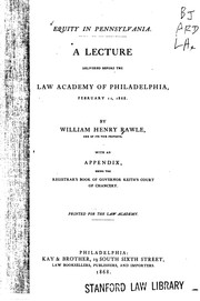 Cover of: Equity in Pennsylvania: A Lecture Delivered Before the Law Academy of ...