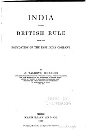 Cover of: India under British rule by James Talboys Wheeler