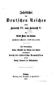 Cover of: Jahrbücher des deutschen Reiches unter Heinrich IV. Und Heinrich V. by Gerold Meyer von Knonau