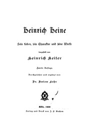 Cover of: Heinrich Heine, sein Leben, sein Charakter und seine Werke by Heinrich Keiter