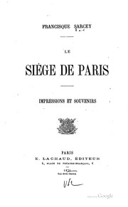 Cover of: Le siège de Paris.: Impressions et souvenirs.