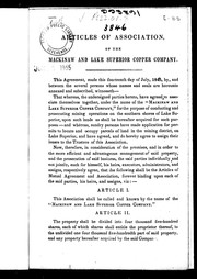 Articles of association of the Mackinaw and Lake Superior Copper Company by Mackinaw and Lake Superior Copper Company