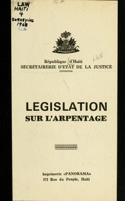 Cover of: Legislation sur l'arpentage.