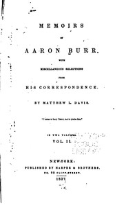 Cover of: Memoirs of Aaron Burr