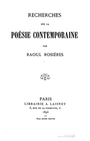 Cover of: Recherches sur la poésie contemporaine.