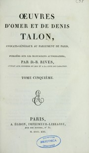 Cover of: Oeuvres d'Omer et de Denis Talon \