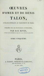 Cover of: Oeuvres d'Omer et de Denis Talon \ by Omer Talon