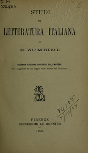 Studi di letteratura italiana by Zumbini, Bonaventura