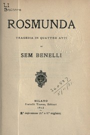 Cover of: Rosmunda: tragedia in quattro atti
