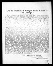 Cover of: To the inhabitants of Darlington, Clarke, Manvers, and Cartwright: as the year 1867 is rapidly drawing to a close ...