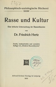 Cover of: Rasse und Kultur by Friedrich Otto Hertz