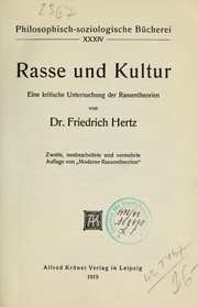 Cover of: Rasse und Kultur: eine kritische Untersuchung der Rassentheorien