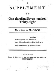 Cover of: A supplement to One thousand seven hundred thirty-eight.