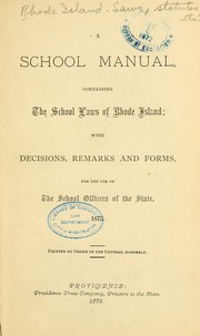 Cover of: A school manual by Rhode Island.
