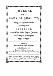 Cover of: Journal of a Lady of Quality: Being the Narrative of a Journey from Scotland to the West Indies ...