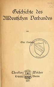 Geschichte des Alldeutschen Verbandes by Otto Bonhard