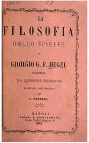 Cover of: La filosofia dello spirito di Giorgio G.F. Hegel