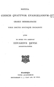 Cover of: Notitia codicis qvattvor evangeliorvm graeci membranacei viris doctis hvcvsqve incogniti qvem in mvseo