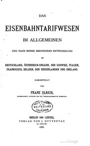 Cover of: Das Eisenbahntarifwesen im Allgemeinen by Ulrich, Franz