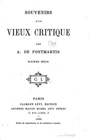 Cover of: Souvenirs d'un vieux critique.