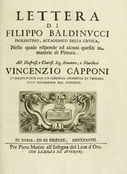 Cover of: Lettera di Filippo Baldinvcci ... nella quale risponde ad alcuni quesiti in materie di pittura. by Filippo Baldinucci