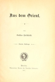 Cover of: Aus dem Orient by Gustav Hirschfeld