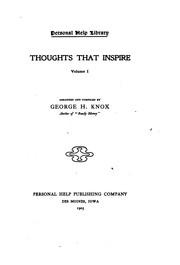 Cover of: Thoughts that inspire by Knox, George H., Knox, George H.