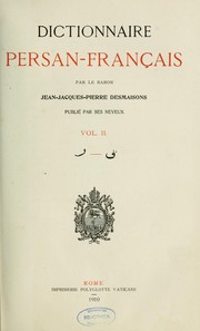 Cover of: Dictionnaire persan-français by Desmaisons, Jean Jacques Pierre baron