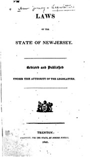 Cover of: Laws of the State of New-Jersey
